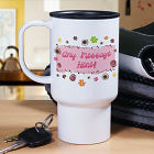 Retro Floral Personalized Travel Mugs