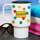 Personalized Polka Dot Name Travel Mug
