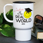 Personalized Off To The Real World Graduation Travel Mug T27530