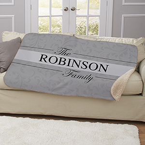 Personalized Family Name Sherpa Blanket | Housewarming Gifts