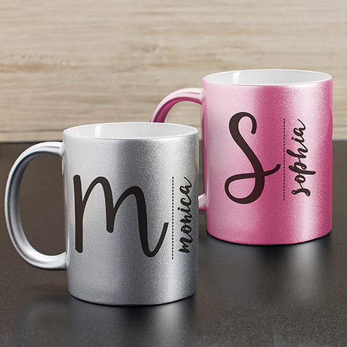 Personalized Any Name Initial Metallic Mug GiftsForYouNow
