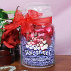 Engraved Be My Valentine Glass Treat Jar w/Choc Hearts