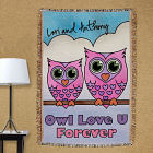 Personalized Owl Love U Forever Tapestry Throw Blanket