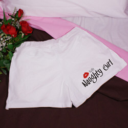 Naughty Girl – Ladies White Cotton Shorts