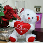 Engraved Bud Vase with I Love You Teddy Bear L524812VH