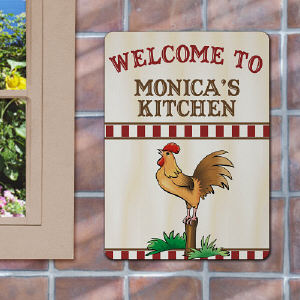 Rooster Welcome Personalized Wall Sign