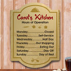 Hours of Operation Personalized Kitchen Wall Signs