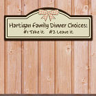 Family Dinner Choices Personalized Kitchen Wall Signs