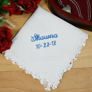 Something Blue Embroidered Handkerchief