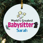 Personalized Ceramic World's Greatest Babysitter Ornaments