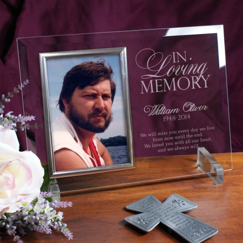 Engraved Memorial Glass photo Frame GiftsForYouNow