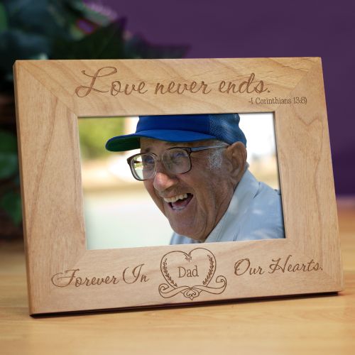 Personalized Love Never Ends Memorial Picture Frame Engraved Wood Photo