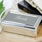 Engraved Beaded Silver Jewelry Box