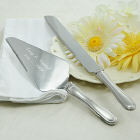 Engraved Rhinestone Cake Server & Knife