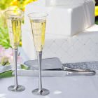 Engraved Rhinestone Champagne Flutes