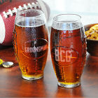 Engraved Glass Football Tumblers