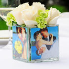 Square Glass Wedding Photo Vase