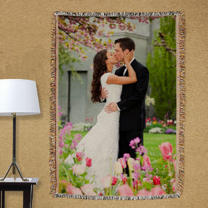 Personalized Wedding Photo Tapestry Throw Blanket