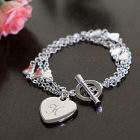 Engraved Triple Strand Heart Bracelet