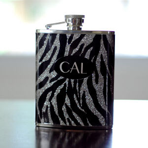 Engraved Zebra Flask