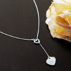Engraved Double Heart Lariate Necklace DN1027S