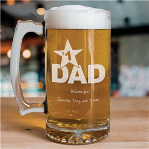#1 Dad Sports Glass Mug | Bar Gifts For Dad
