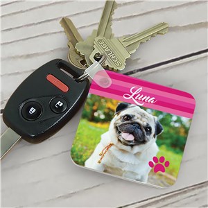 Personalized Striped Pet Photo Key Chain | Personalized Photo Keychains