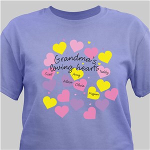 Personalized Loving Hearts T-Shirt | Personalized Grandma Shirts