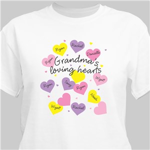Loving Hearts Personalized T-Shirt | Personalized Grandma Shirts
