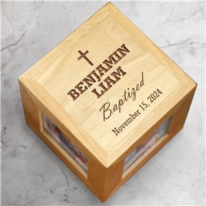 Engraved Baby Baptism Photo Cube | Engraved Baptism Photo Cube