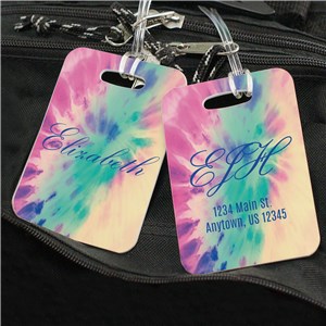 Personalized Pastel Tie Dye Luggage Tag 