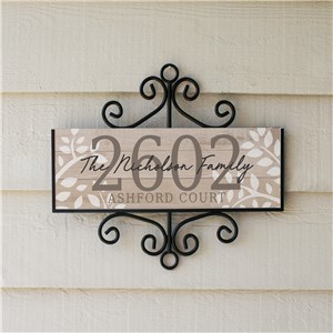 Personalized Address Sign Floral Signature Horizontal | Personalized Home Address Sign