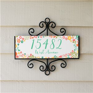 Colorful Floral Signature Horizontal Personalized Address Sign | Personalized Address Signs For Home