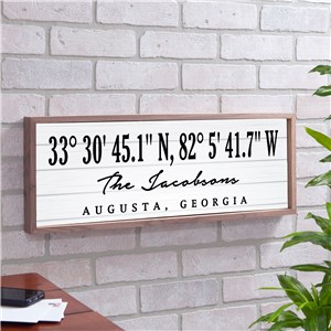 Personalized Coordinates with White Wood Wall Sign 61568515