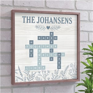 Personalized Blue Floral Crossword Framed Wall Sign 615750X