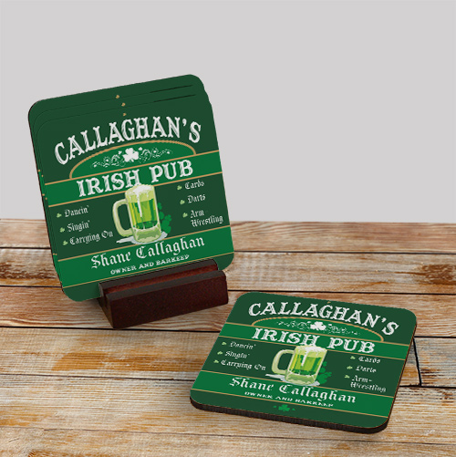 Irish Pub Personalized Coaster Set GiftsForYouNow