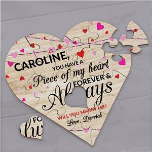 Personalized You have a piece of my heart Heart Shaped 23 piece Wood Jigsaw Puzzle