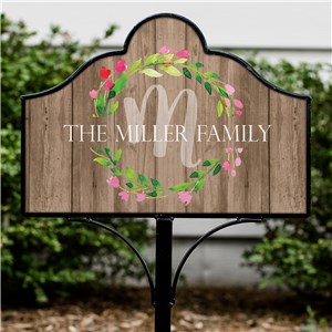 Personalized Family Wreath Magnetic Sign Set | Personalized Garden Signs