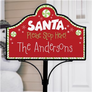 Santa Please Stop Here Personalized Magnetic Sign Set | Personalized Santa Stop Yard Sign