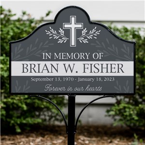 Personalized Cross With Leaves Memorial Magnetic Sign Set 6311489710S