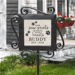 Personalized Paw Prints On Our Hearts Garden Stake