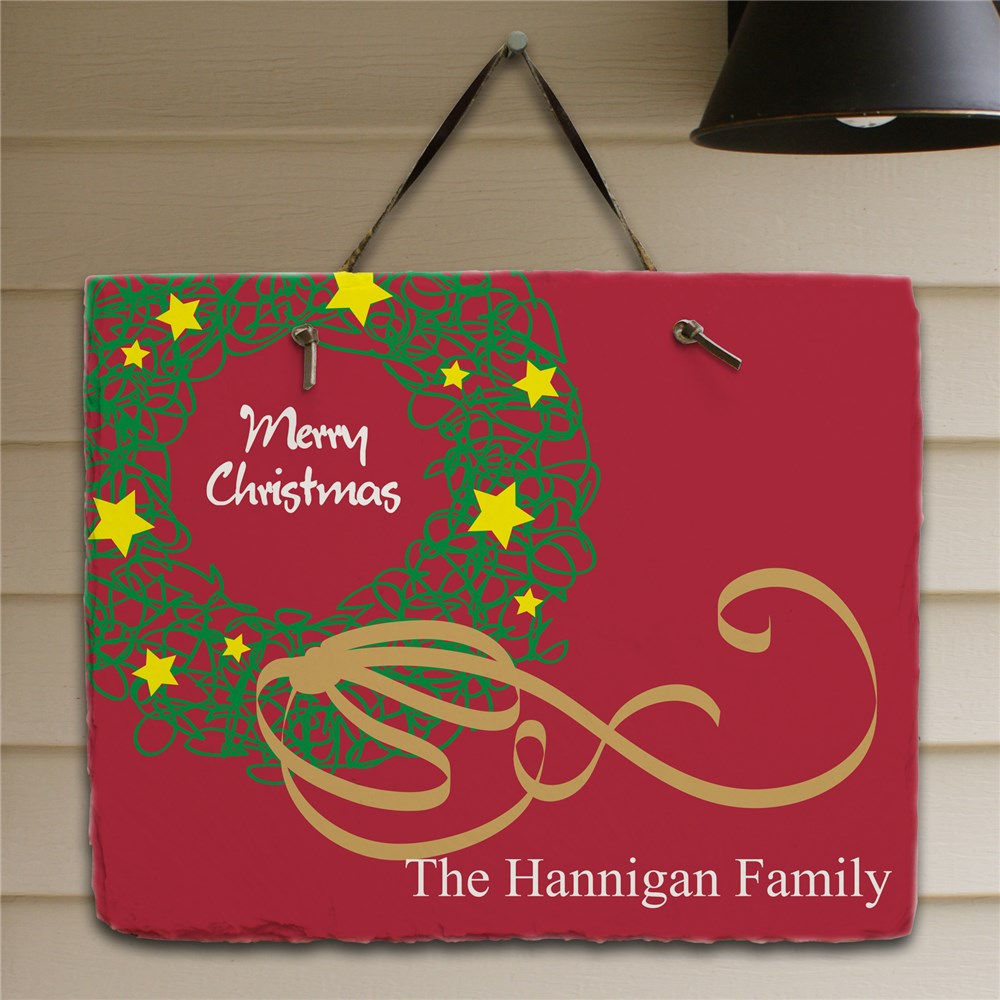 Personalized Christmas Wreath Plaque GiftsForYouNow