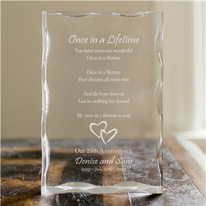 Once In A Lifetime Anniversary Keepsake Block | Personalized Couple Gifts