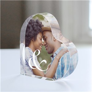 Personalized Heart-Shaped Photo Keepsake with Ampersand Design