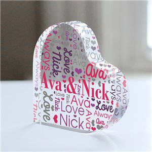 Couple's Word-Art Heart-Shaped Acrylic Keepsake