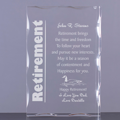 Personalized Retirement Keepsake Engraved Retirement Keepsake Block