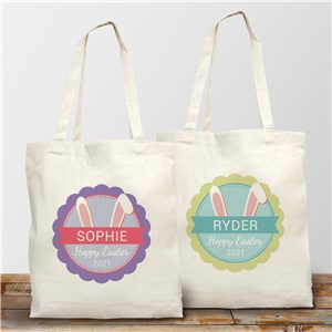 Easter Bunny Ears Personalized Tote Bag