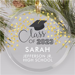 Personalized Class Of With Gold Confetti Glass Ornament 8175764RX