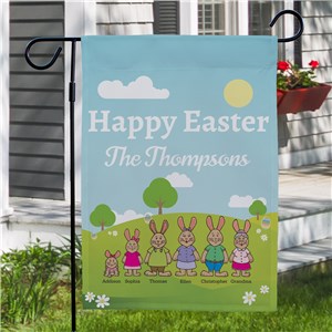 Bunny Family Personalized Garden Flag