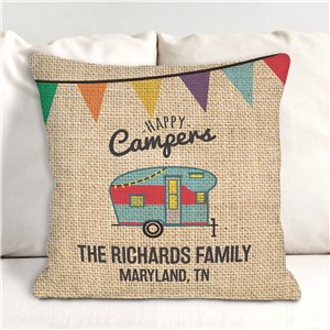 Vintage Camper Throw Pillow | Happy Camper Decorations